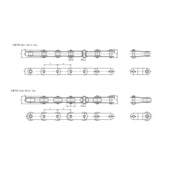 Double pitch conveyor chain