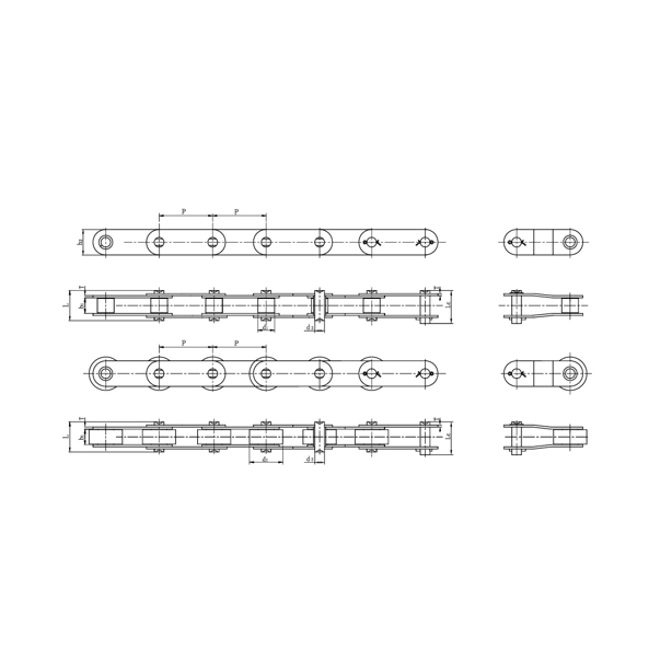 Hindi kinakalawang na asero double pitch conveyor chain