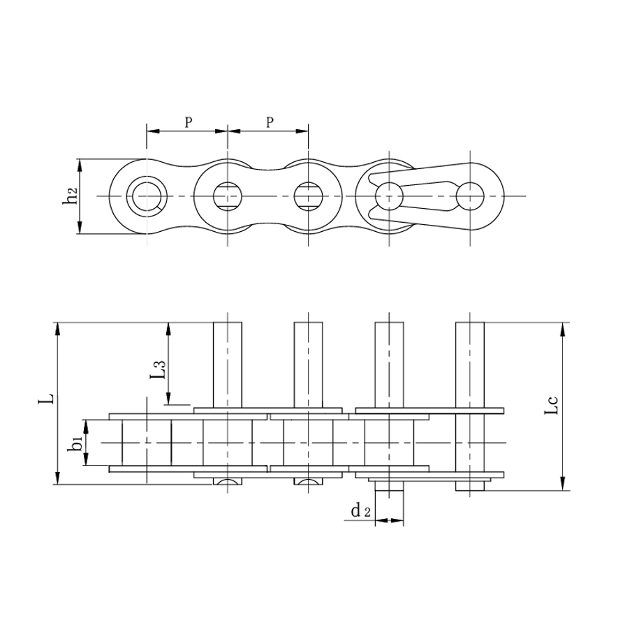 Ang mga short pitch conveyor chain ay pinalawig na mga pin