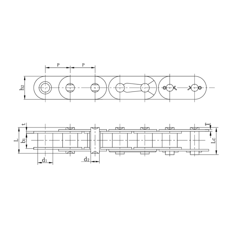Mga roller chain na may tuwid na gilid na plato ( B series )