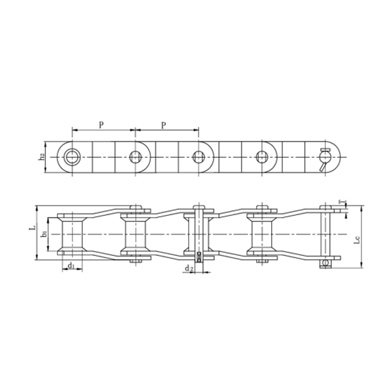 Welded steel type cranked link mill chains